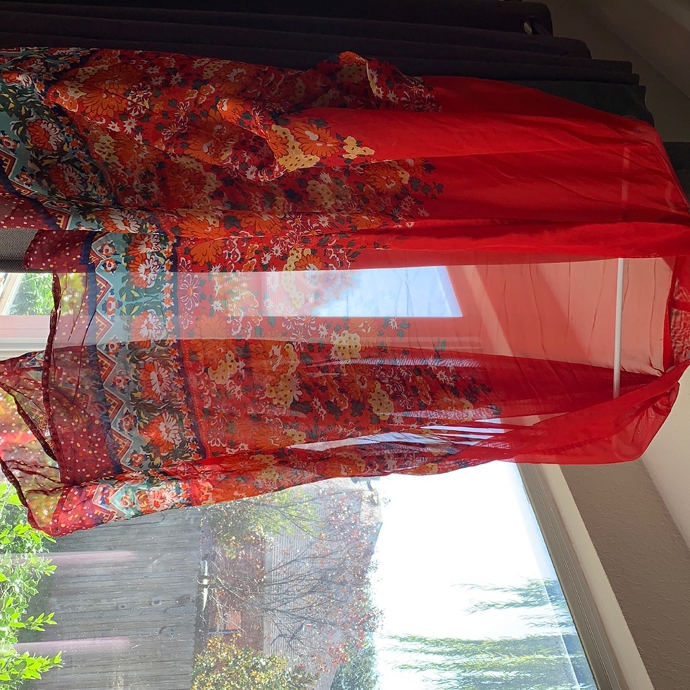 Sheer floral kimono